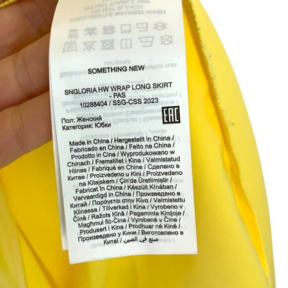 ASOS Something New Gloria High Waist Long Wrap Skirt Yellow Size XS NWOT $112 - Picture 6 of 9